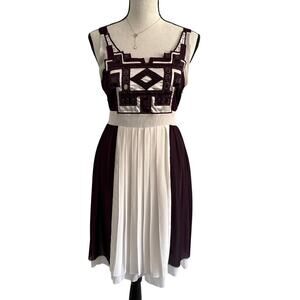 Women’s Burgundy Silk Beaded Y2K Party Dress Sz M Boho Glam Cocktail Evening